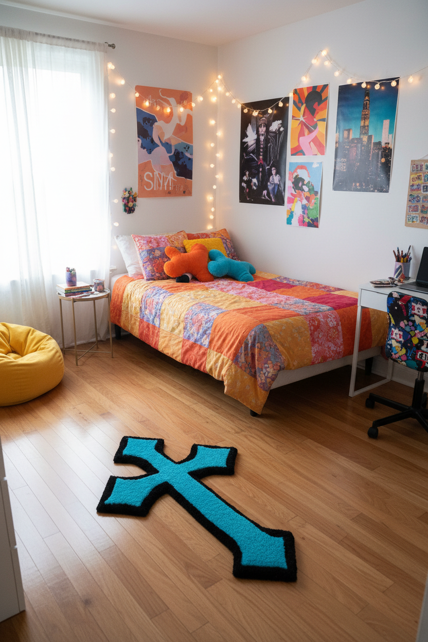 Cross Rug in Teen's Room