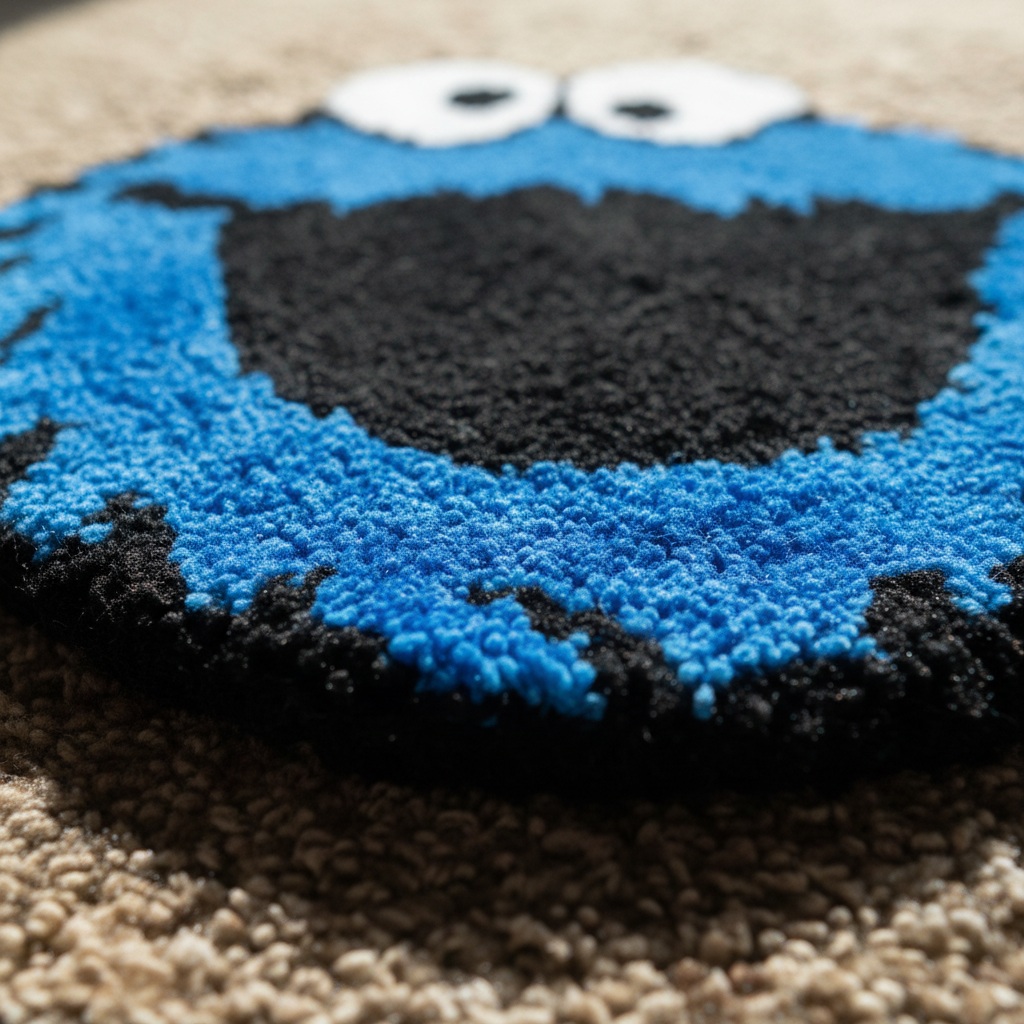 Handmade Cookie Monster Tufted Rug